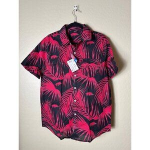FOCO NCAA College Logo Floral Tropical Button Shirt Arkansas Razorbacks Medium